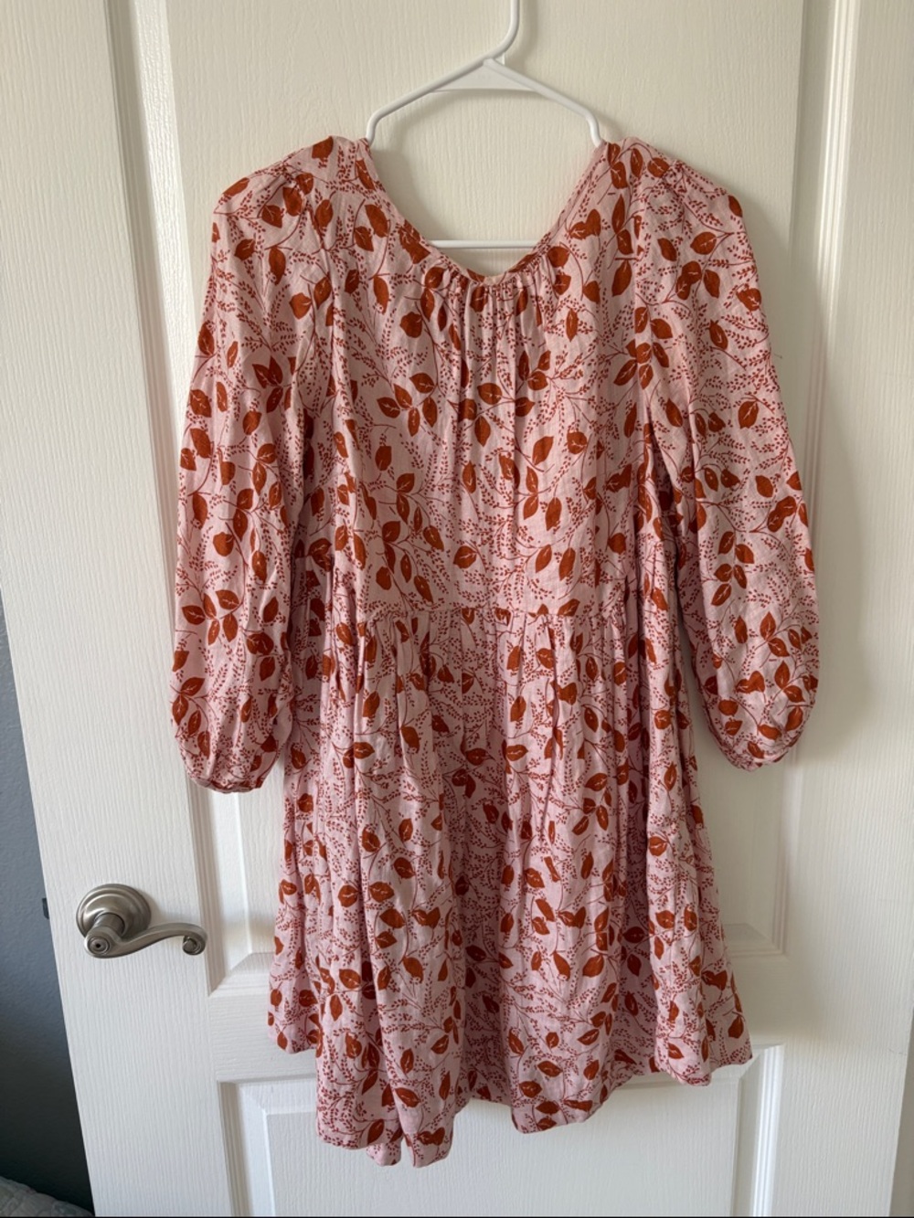 Free People Pink Dress with Rust Leaf Print